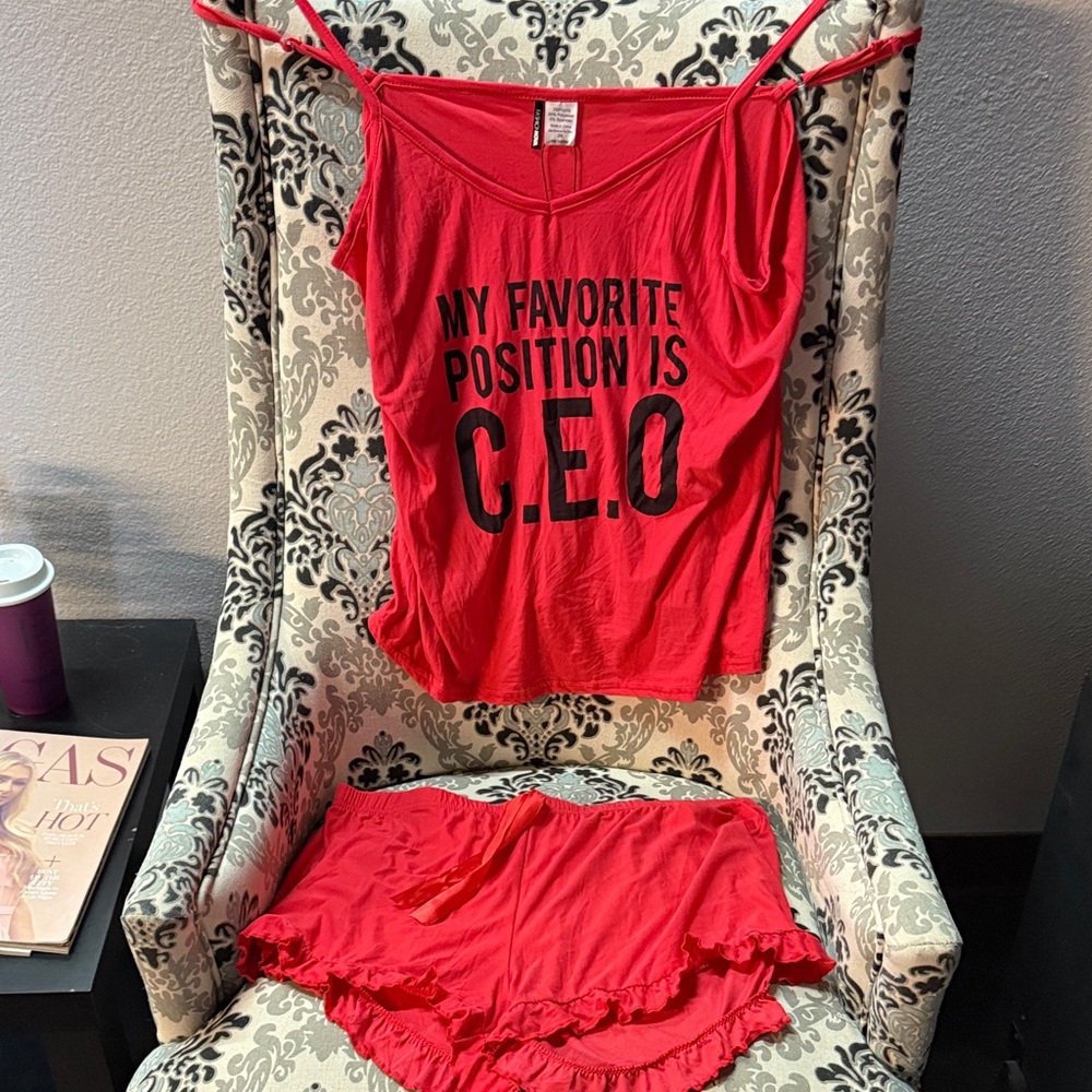 Fashion Nova Red CEO Sleepwear Set